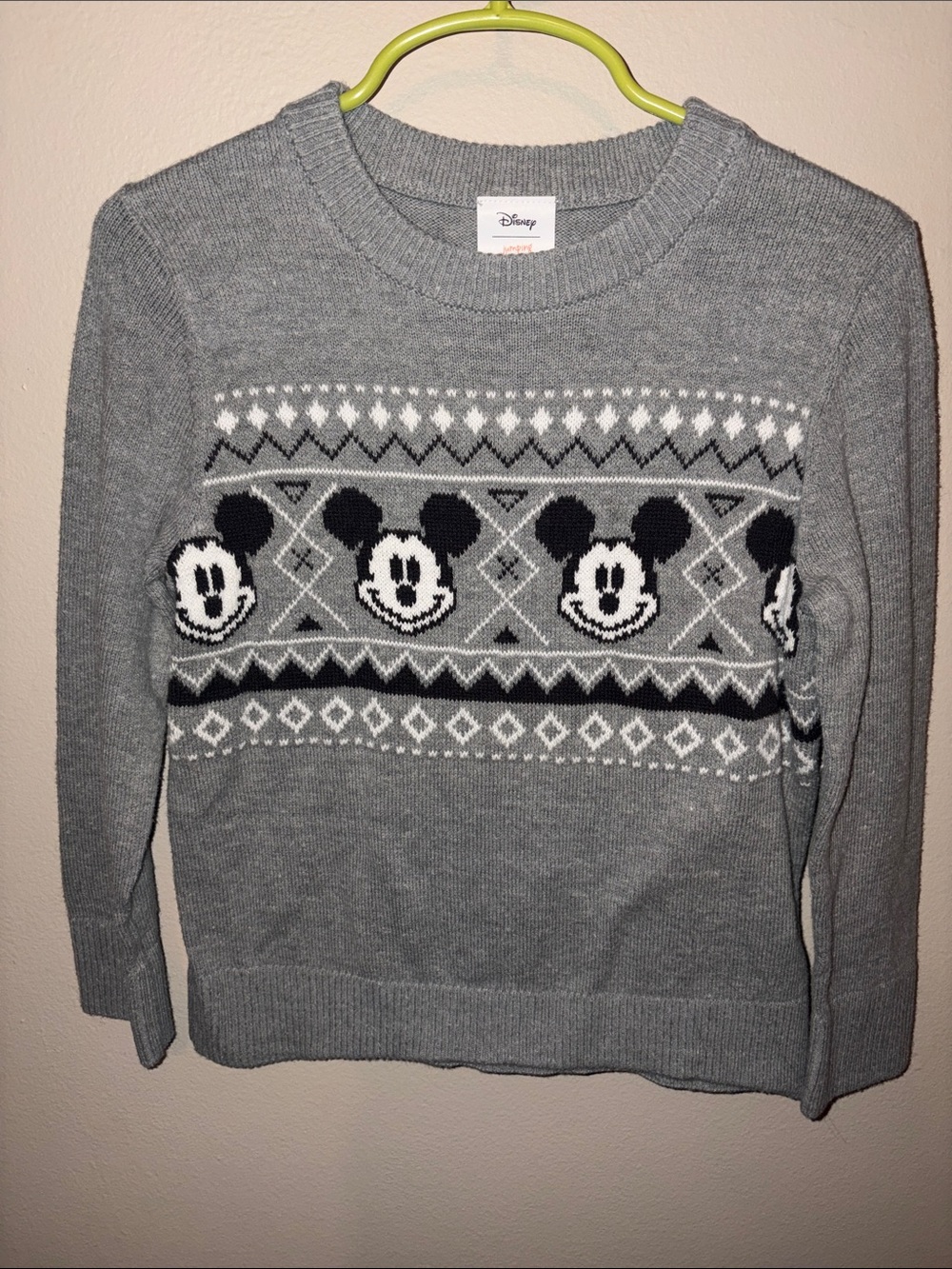 Disney Gray & Black Mickey Mouse Fair Isle Crewneck Sweater